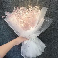 Decorative Flowers & Wreaths Artificial Bouquet With Acrylic Bead Drop DIY Crafts INS Gypsophila Lights Beaded Valentine's Day Gift For Wome
