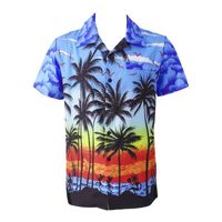 Männer T-Shirts Männer Kokosnuss Baum Drucken Kurzarm Button Down Tops Hemd Für tropischen Urlaub Strand Reisen Lässig