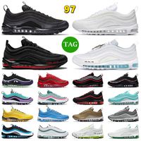 air max 97 airmax 97 Hommes Femmes Chaussures de course Bred Triple Noir Blanc Hommes Sneakers Sunburst Game Royal Silver Gold Bullet Trainers Sports Taille 36-45