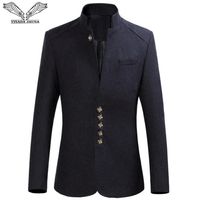 DA JAUNA Men Suit Coat Men 's Suits Standing collar Business Causal Slim Fit Male Solid Tops Clothing for Outwear 6XL330g
