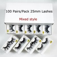 Whole 25mm Lashes 20 30 50 100 Pairs 25 mm False Eyelashes Thick Strip Mink Lashes Makeup Dramatic Long Mink Eyelashes Bulk1177V