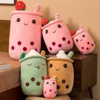 23 35 50cm Super Soft Strawberry Bubble Tea Plush Toy Cute Big Eye Pink Green Brown Pillow Stuffed Toys Gift