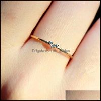 ウェディングリングジュエリータイニー14Kゴールドラブハートダイヤモンド絶妙な小さな新鮮なスタイルの女性婚約リングギフトドロップ配達2021
