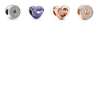 NEW 2021 100% 925 Sterling Silver purple heart charm Fit DIY...
