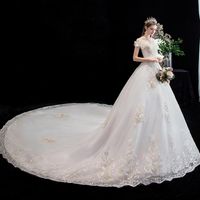 Other Wedding Dresses Sexy Boat Neck Off The Shoulder 2022 Dress Lace Embroidery Flower Plus Size Princess Slim With Train Bridal Gown LOthe
