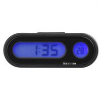 CARGOOL 2 in 1 Car Dashboard Digital Clock Adjustable LED Backlight Auto Thermometer Vehicle Temperature Gauge Black12087