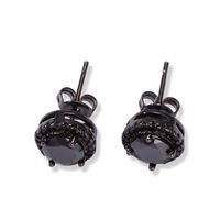 Hip Hop Ear Stud New Four-Claw Black Ear Nails Circular Square Transparent Zircon Gold Plated Earrings For Men women311J