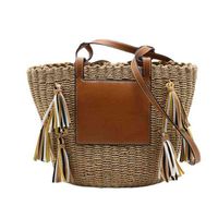 Bolsa de verão de cesta de praia bolsas de palha de moda Bolsas de praia Big Rattan Tassel Bolsas de ombro de grande capacidade Bolsas feitas à mão G220607