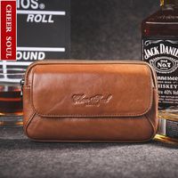 Men Genuine Leather Cell Mobile Phone Case Cover Purse Cigarette Money Key Pouch Hip Belt Fanny Bag Waist Pack Father Gift 2022 Bags