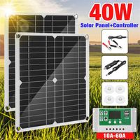 40w Solar Panel Kit 10a 20a 30a 40a 50a 60a Controller 12v Solar Charger2232