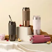 New!!! Portable Thermos Mug Water Bottle Portable Large-Capacity Coffee Cup with Straw Insulation Cups C0413