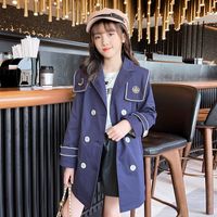 Coat Spring Girls Retro Fashion Double Breasted Solid Trench...