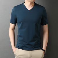 Camisetas para hombres Marca de alta gama Manga corta Color puro Ropa para hombres 2022 Camiseta de algodón de alta calidad