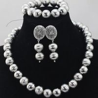 Earrings & Necklace Trendy Silver Plated Metal Ball Beads Nigerian African Wedding Jewelry Set Traditional Bridal Bead ABL821Earrings