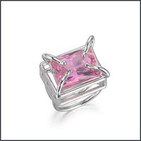 Pierścienie opaski biżuteria vintage Colorf Square Crystal sier Color metal otwarty pierścień dla kobiet dziewczęta y2k imprezy prezenty upuszczone 2021 ipbo1