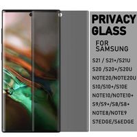 5d Privatsphäre gebogene Kantenmantel-Gla-Screen-Protektor Anti-Blend für Samsung Galaxy S22 S21 S20 Note20 Ultra S10 S9 S8 Note10 Plus Note8 Anti-Spy No-Paket