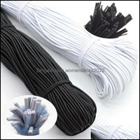 Sewing Notions Tools Apparel High Quality Round Elastic Band Cord Elastics Rubber White Black Stretch Rope For Sew Garment Diy Accessories