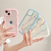 Candy Color Wave Border Transparent Soft TPU Phone Cases for...