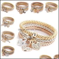 Шармовые браслеты ювелирные изделия 13Style Эластичный кристаллический браслет набор сердца Ключевое Золонг Корона Жизни