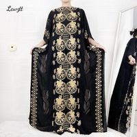 Ethnic Clothing Latest Muslim Women Black Robe Shiny Gold Embroidered Dress Abaya Kaftan Dubai Bondou Comfortable Fabric Islamic DressEthnic