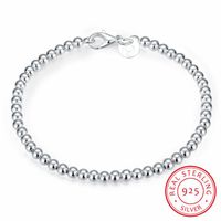 Autres bracelets Lekani 100% 925 Solide réalité sterling mode 4 mm Bracelet de chaîne de perles 20cm pour les adolescentes dame cadeaux