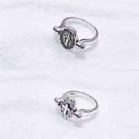 Design 925 Sterling Silber Ring doppelseitigem Kreuz Jungfrau Avatar Wildpersönlichkeit Trend für Männer und Frauen