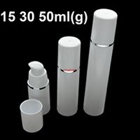 30pcs Airless Pump Bottle Plastic Container White Empty Cosmetic Bottles Cylindrical Refill Tubes Silver Line Cap 15ml 30ml 50mlsh250n