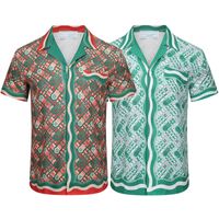 Casablanc-S 22SS Sport Knit Rabbit Silk Mens camisas de designer havaiano Camisa de manga curta Men Slim Fit Dress Cirtle Variedade