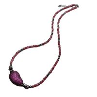 Chokers Y. Y. natürliche Granat Würfelform einfach Perlen CZ Pave Anhänger Halskette Mode Frauen Halsband Hals