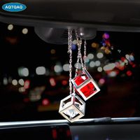 1Pcs Car Pendant Crystals Cube Car Charms Rear View Mirror Decoration Automobile Ornaments Hanging Interior Suspension2493