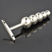 Metal Anal Toy Anal Hook Butt Plug com cinco bolas Anus Dildo Prostate Plug2549