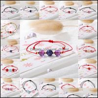 Beaded Strands Bracelets Jewelry Beaded Handmade Lucky Red Rope String Bracelet Natural Stone Bead Moonstone For Women Friendship Gift 151