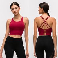 L- 9095 Solid Color Cross Thin Straps Yoga Tank Top Classic S...