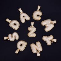 A-Z Custom Name Bubble Letters Necklaces & Pendant Bling Cubic Zircon Hip Hop Jewelry 2 Colors with Cuban chain s263k