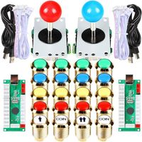 Game Controllers & Joysticks 2 Player DIY Kit USB Encoder To PC Joystick + LED Gold Plating Arcade Buttons For MAME Cabinet Raspbe234w
