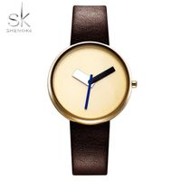 CWP 2021 Shengke Top Brand Luxo Simple Wrist Assista de couro marrom Mulheres causais de estilo de moda relógios femininos2743