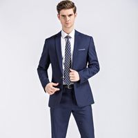 Męskie Garnitury Blazers Najnowsze Płaszcz Spodnie Worki Navy Blue Wedding dla Mężczyzn Marka Odzież Slim Fit Mens Formal Suit Kurtka + Spodnie Dwa kawałek