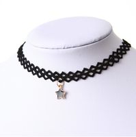 Geometric Korean-Style Women's Lace Hollow Pentagram Short Clavicle Chain Necklace XINGX Necklaces Clavicle Chains