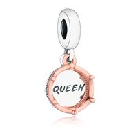 925 Sterling Silver Fit Pandora Charms Bracelet Collier Pendant Reine Regal Crown Slee