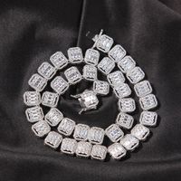 Cabilares de circonía cúbica de 13 mm Square Baine Collar Collar Hiphop Luxury Freed Out CZ Jewelry