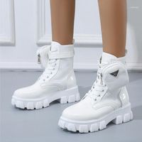Compre al por mayor Botines De Tacón Grueso Blanco Plataforma de bajo  precio \u0026 de calidad con envío gratuito | Es.DHgate