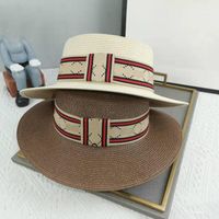 Designerinnen Frauen Hut breit Krempeln Hats Ribbon kontrastierende Farbe Luxusbuchstaben G Stroh Holiday Top