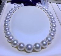 Cadenas enormes encantadores 18 "14-16 mm Natural del mar del sur Collar de perlas blancas genuinas para mujeres Collar de joyería Chainschains