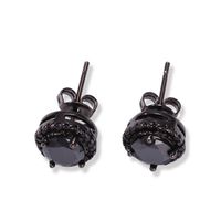 Hip Hop Ear Stud New Four-Claw Black Ear Nails Circular Square Transparent Zircon Gold Plated Earrings For Men women249k