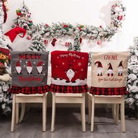 Europejskie i amerykańskie nowe świąteczne towary dekoracyjne Check Cloth Frea tylna okładka lniana haftowana bez twarzy stary krzesła mężczyzny