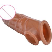 Seks oyuncak masajı sıcak satış süper yumuşak yeniden kullanılabilir erkek oyuncaklar penis uzantı kolu dick büyütme silikon gerçekçi yapay şartı erkekler