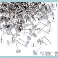 Other Jewelry Findings & Components Jewelryother 500Pcs 4 5 6 8Mm Stainless Steel Blank Post Earring Stud Base Pins Cabochon Cameo273y