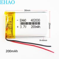 3. 7v 200mAh 402030 LiPo Li- polymer Rechargeable Battery with...