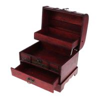 Retro Wooden Jewelry Storage Box Treasure Chest Organizer Ho...