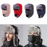Cascos para motocicletas para hombres Mujeres Unisex Bomber Sombreros Sopa de esquí Hombres de invierno Rusos Rusos Ushanka con máscara de la cara de la cara Mascarilla transpirable desmontable